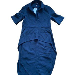 NWT COS 100% wool navy shirt dress